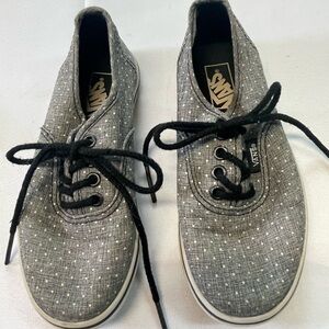 Girls Vans gray and white polka dot canvas vans. So cute and gently worn.